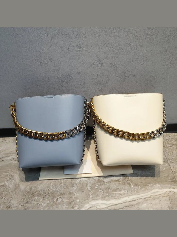 New Women's Bucket Bag Luxury Shoulder Bag High Quality Handbag Fashion Women's Bag Thick Chain Party Bag Wallet - Courbe et Compagnie