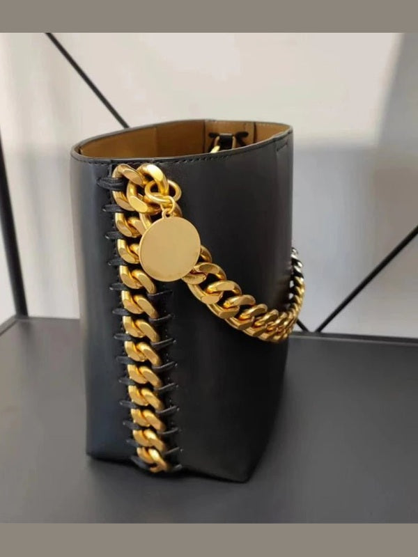New Women's Bucket Bag Luxury Shoulder Bag High Quality Handbag Fashion Women's Bag Thick Chain Party Bag Wallet - Courbe et Compagnie