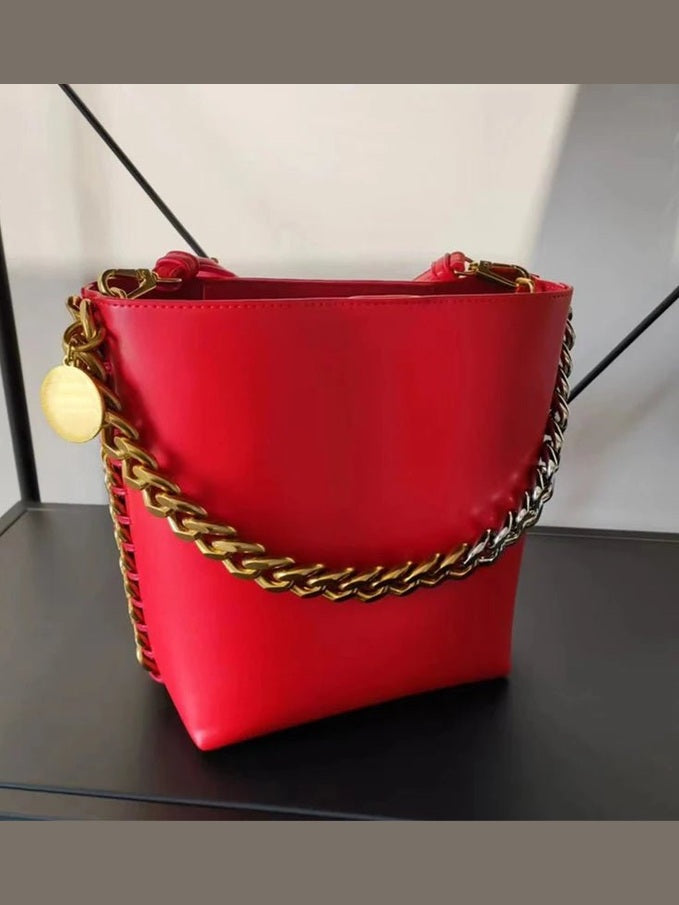 New Women's Bucket Bag Luxury Shoulder Bag High Quality Handbag Fashion Women's Bag Thick Chain Party Bag Wallet - Courbe et Compagnie