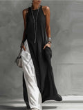 Off-Shoulder Color-Block Flared Maxi Dress with Pockets | 5 Colors - Courbe et Compagnie