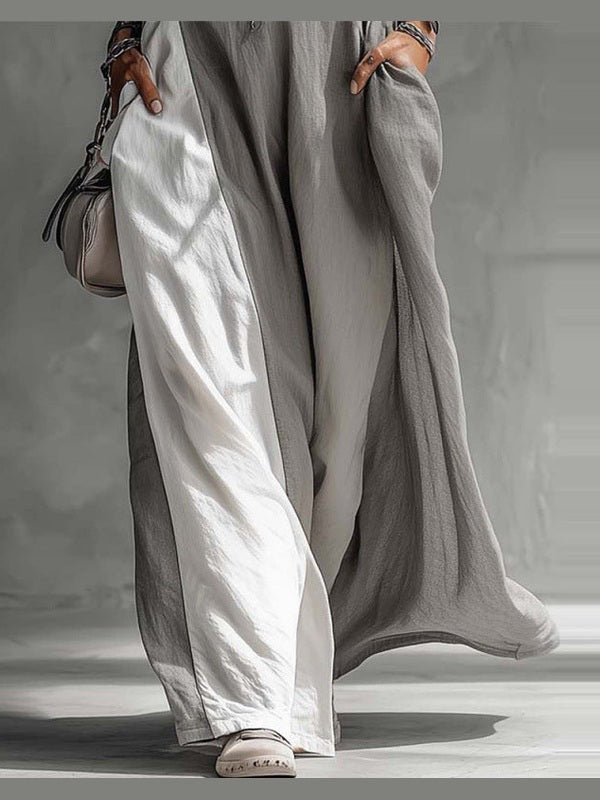 Off-Shoulder Color-Block Flared Maxi Dress with Pockets | 5 Colors - Courbe et Compagnie