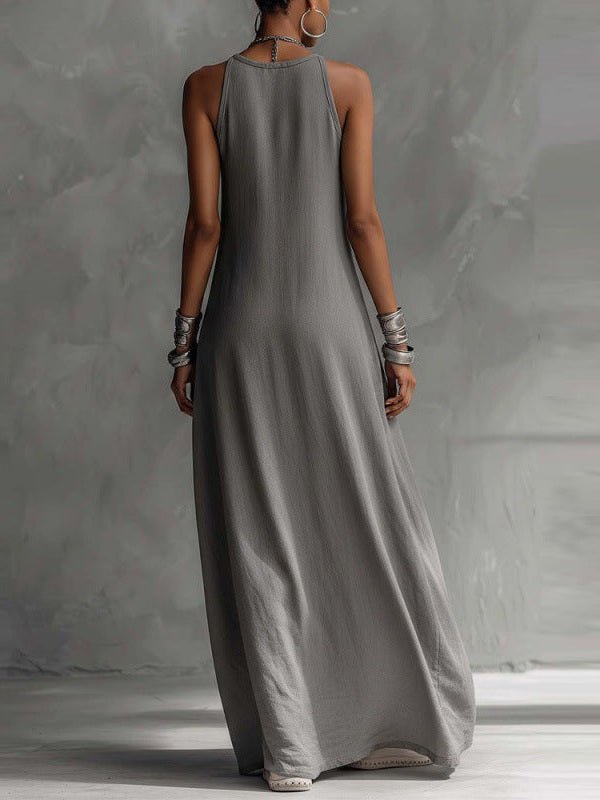 Off-Shoulder Color-Block Flared Maxi Dress with Pockets | 5 Colors - Courbe et Compagnie