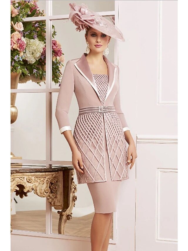 Pale pink delicate weaved mother of the dress suit - Courbe et Compagnie