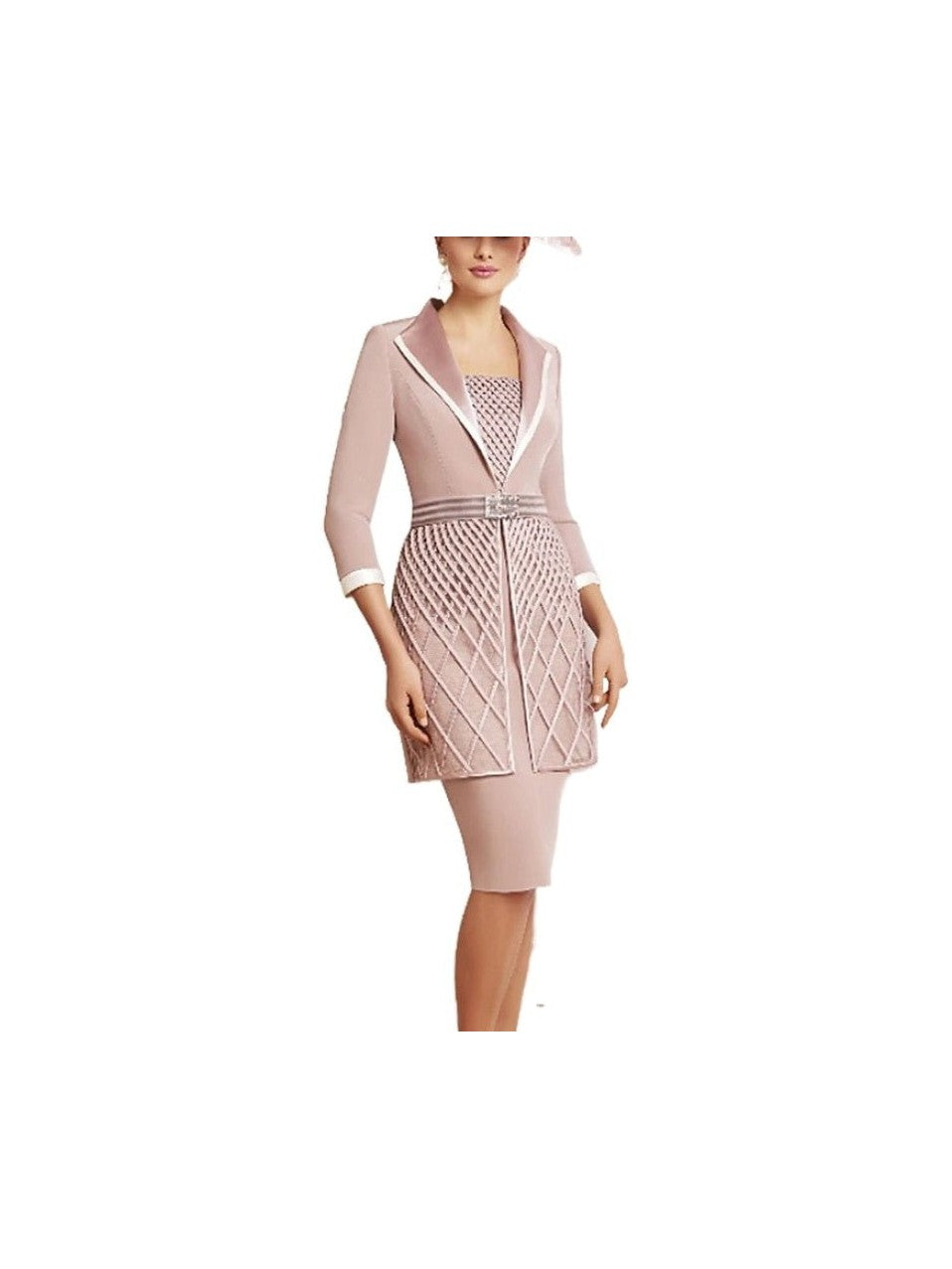 Pale pink delicate weaved mother of the dress suit - Courbe et Compagnie
