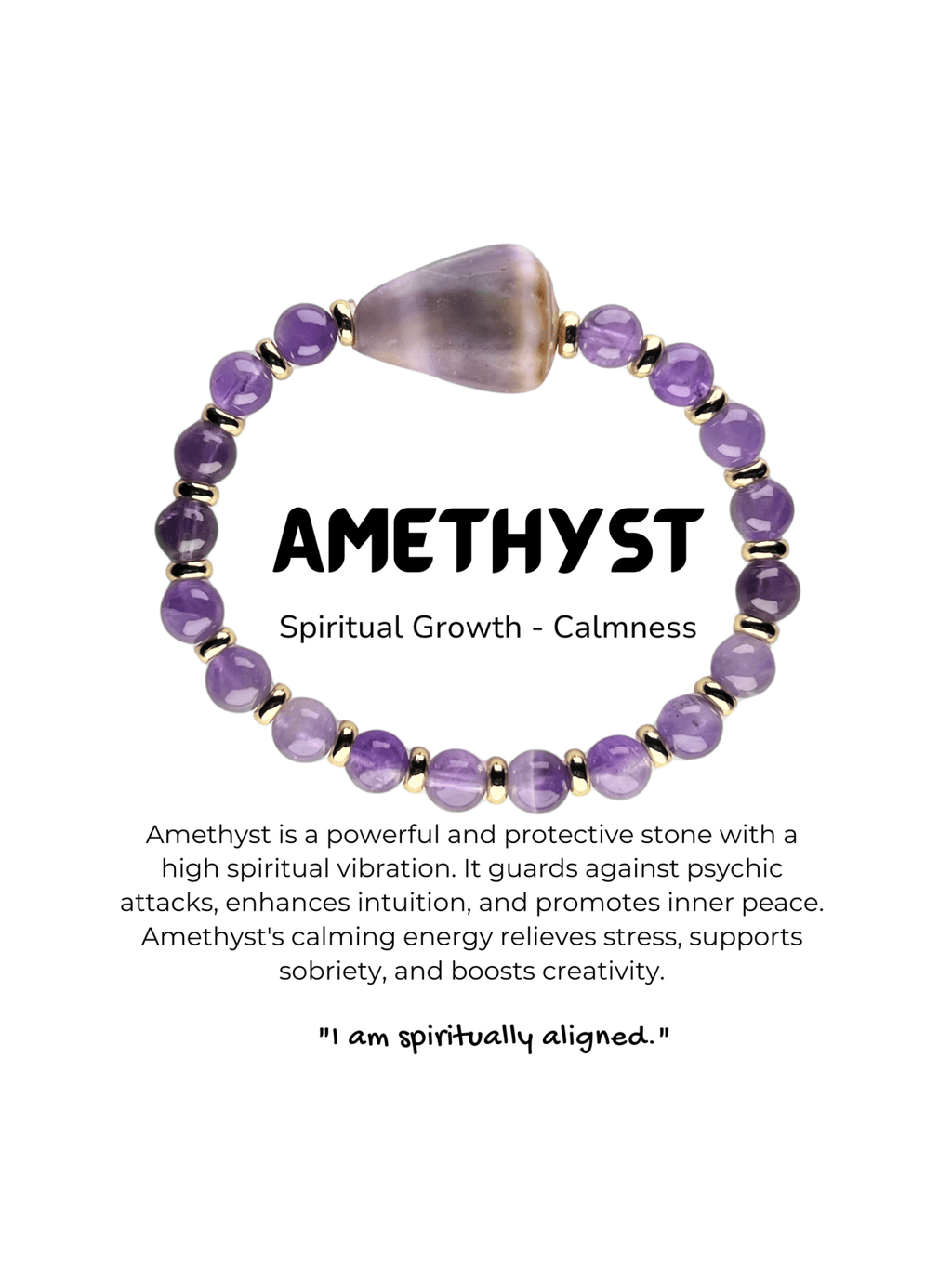 Peace Stone Ocean Bracelets (Certified Amethyst with Handpicked Shells) - Courbe et Compagnie