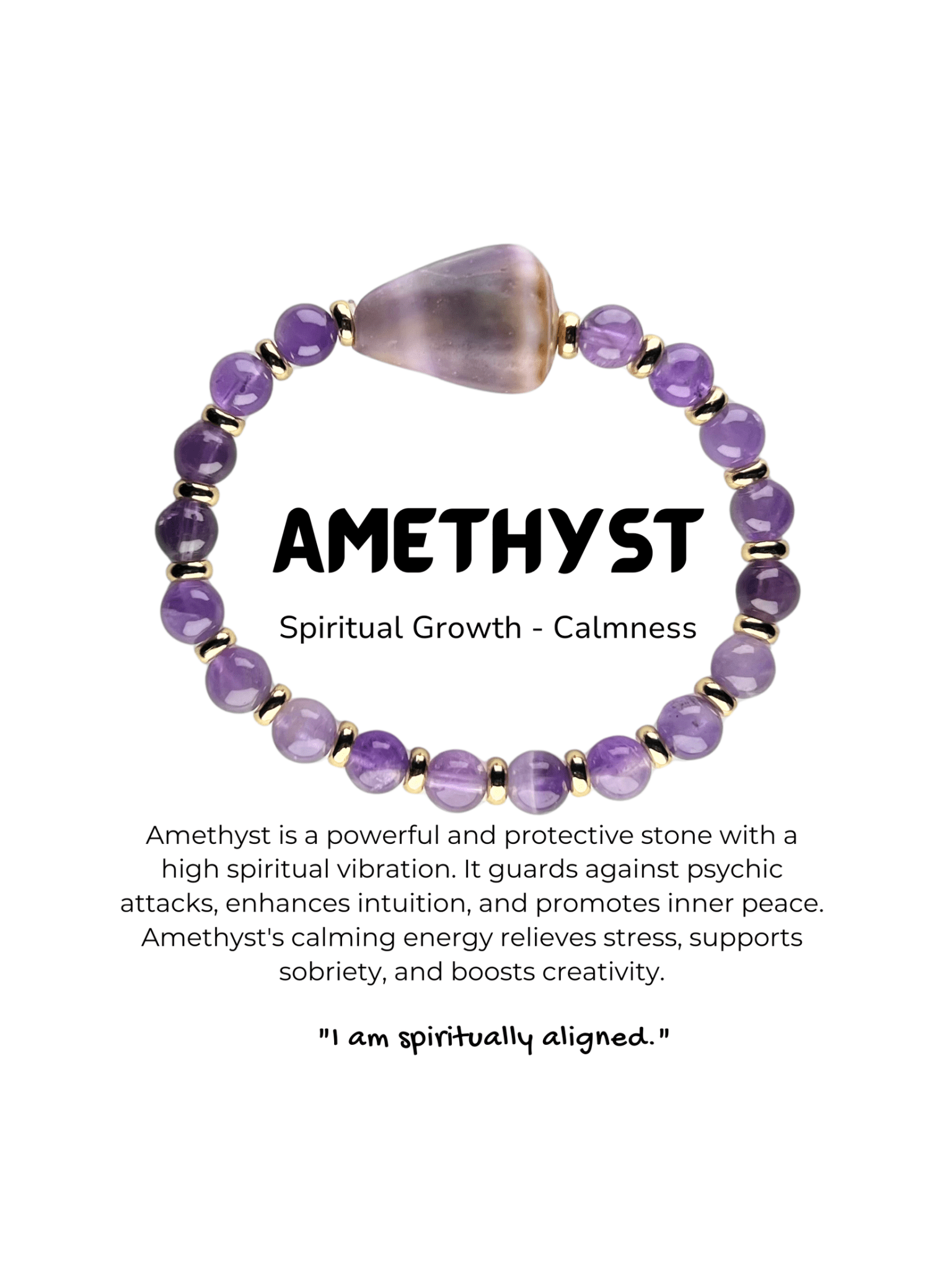 Peace Stone Ocean Bracelets (Certified Amethyst with Handpicked Shells) - Courbe et Compagnie
