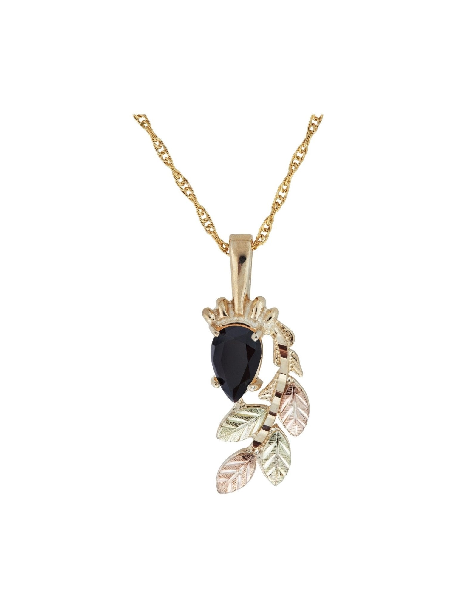 Pear Cut Onyx - Black Hills Gold Pendant - Courbe et Compagnie