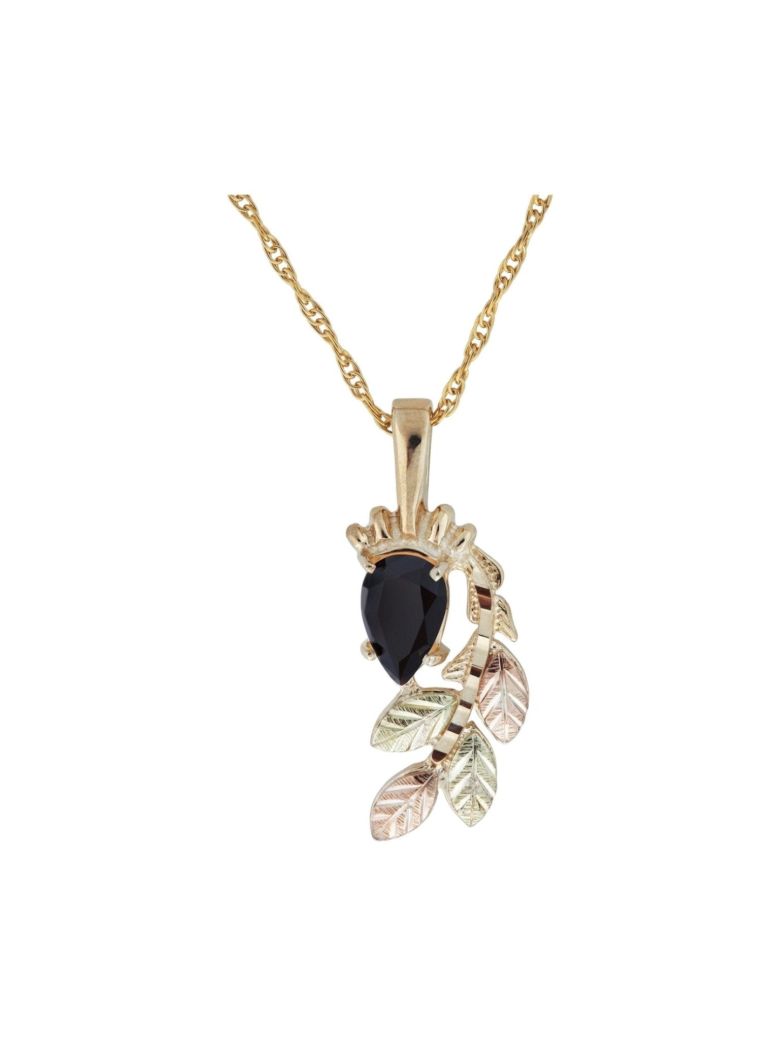 Pear Cut Onyx - Black Hills Gold Pendant - Courbe et Compagnie