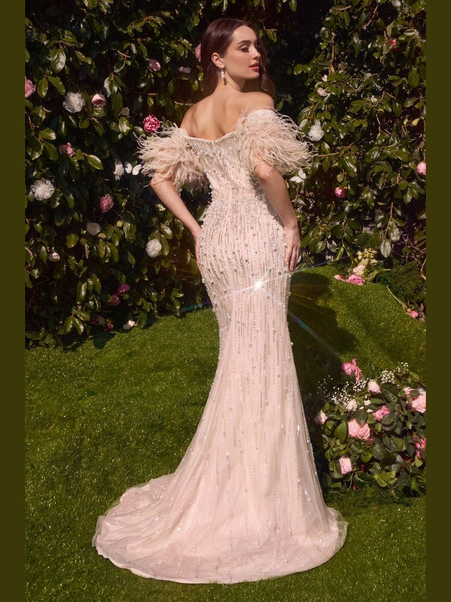 Pearls & Diamond Feather Gown - Courbe et Compagnie