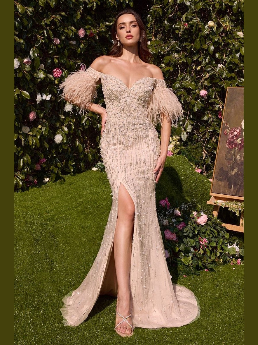 Pearls & Diamond Feather Gown - Courbe et Compagnie
