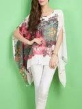 Peony Floral Top - Batwing Chiffon Blouse | Femstylo - Courbe et Compagnie