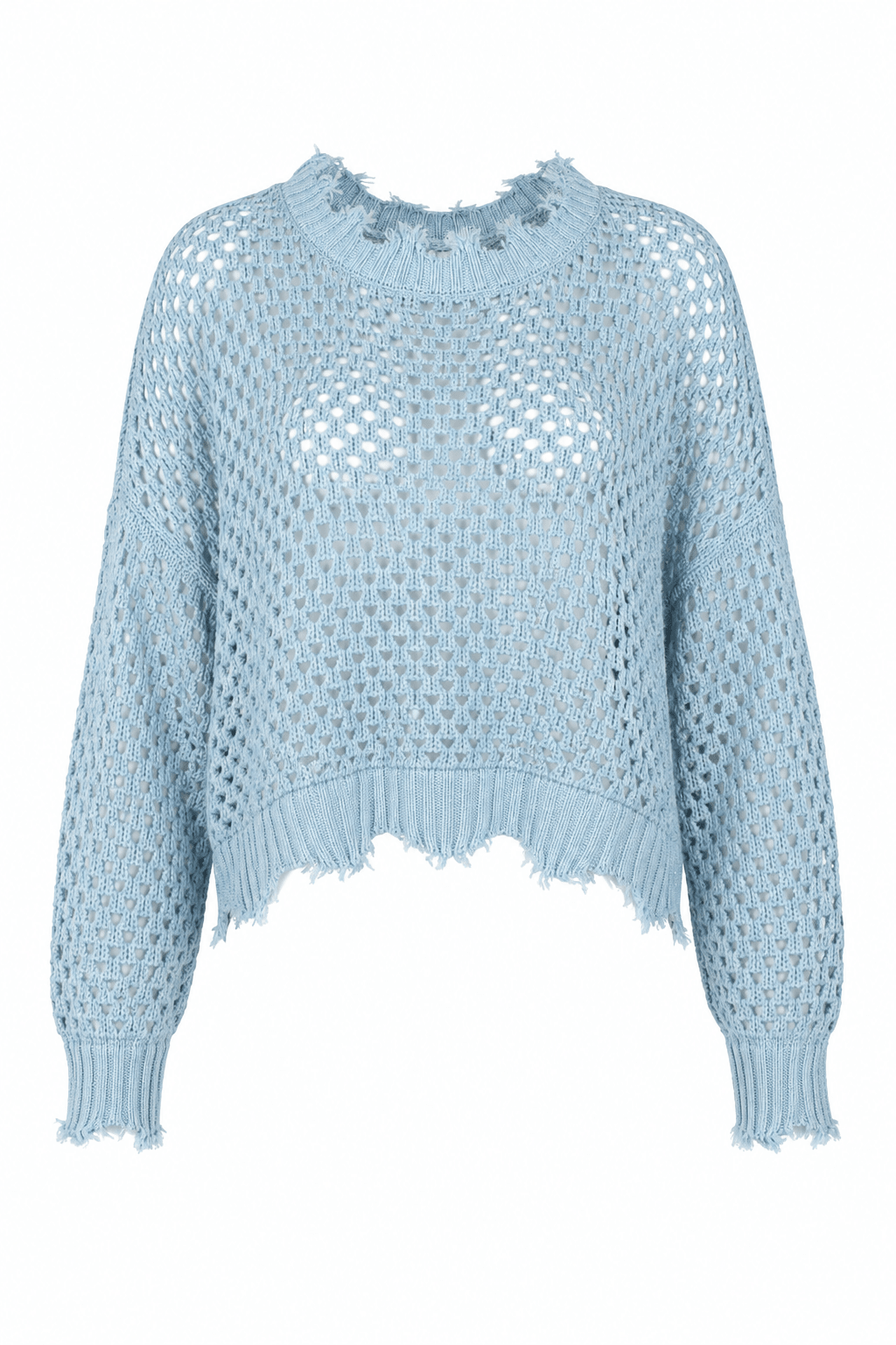Pima Cotton Hamptons Crewneck Crochet Sweater - Cameo - Courbe et Compagnie