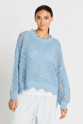 Pima Cotton Hamptons Crewneck Crochet Sweater - Cameo - Courbe et Compagnie