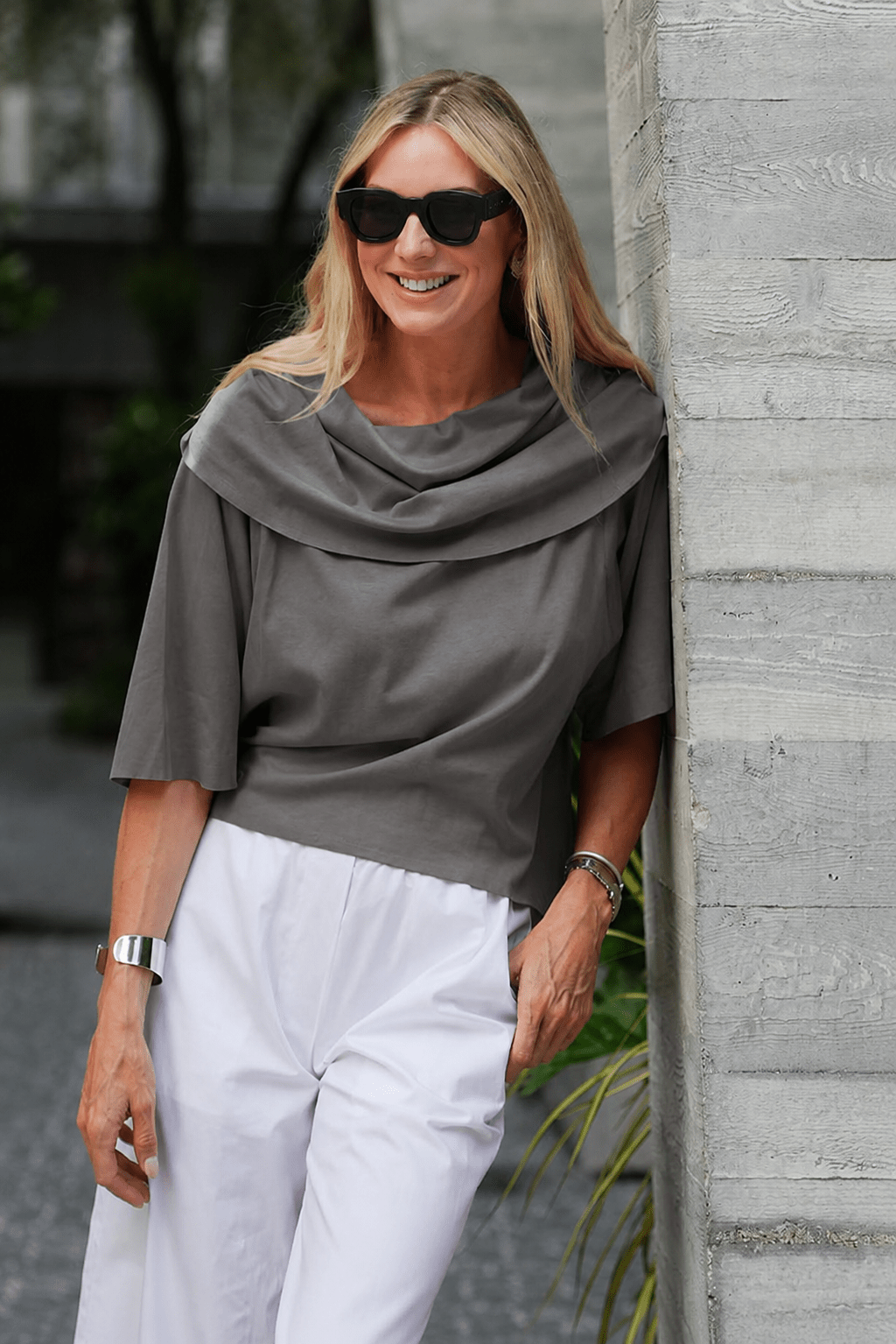 Pima Cotton Jackie O Top Cowl Neck Kimono Sleeves Lava - Courbe et Compagnie
