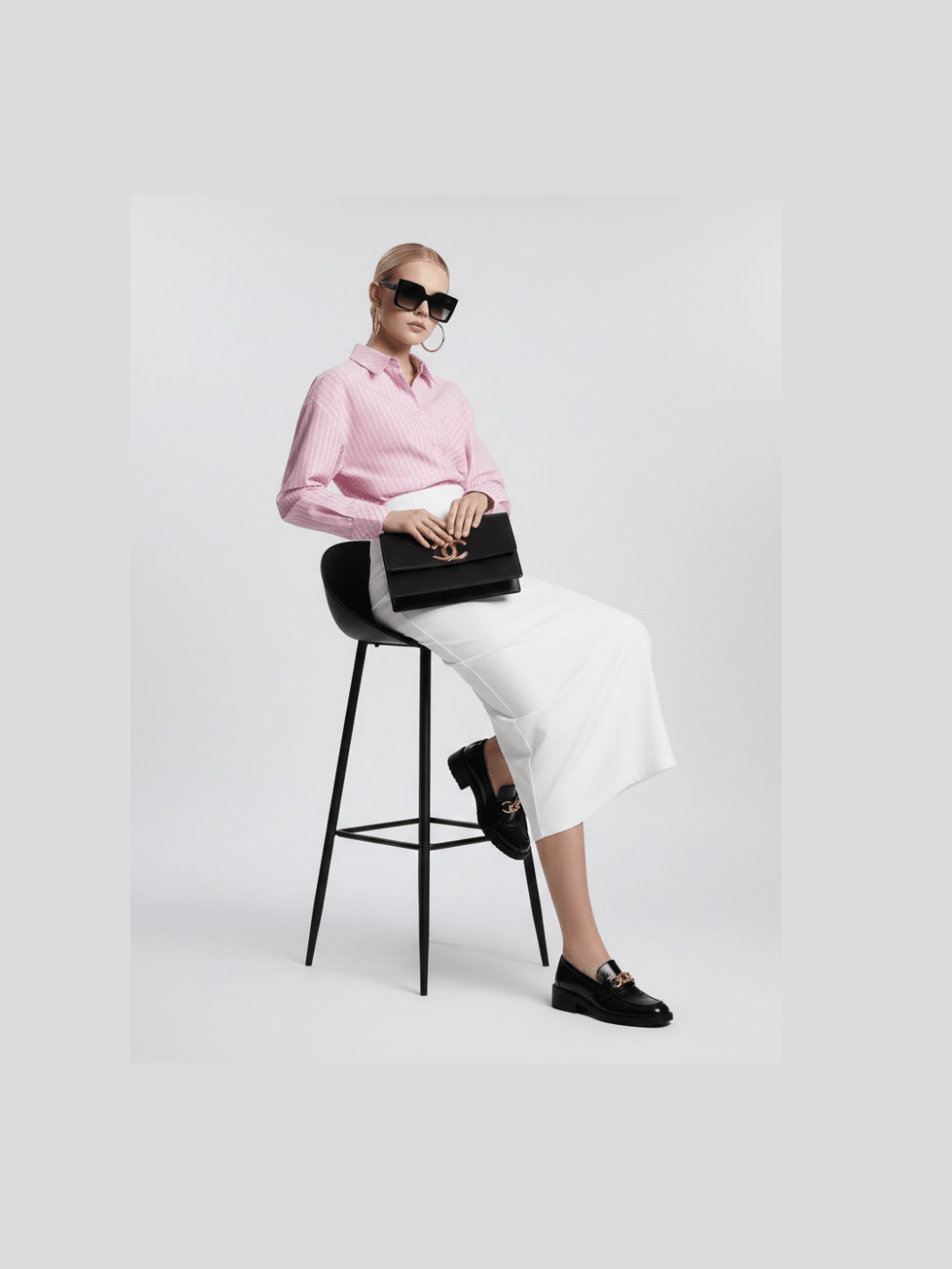 Pink Striped Oversized Shirt with Geometric Pocket • BYMANYC ® New York - Courbe et Compagnie