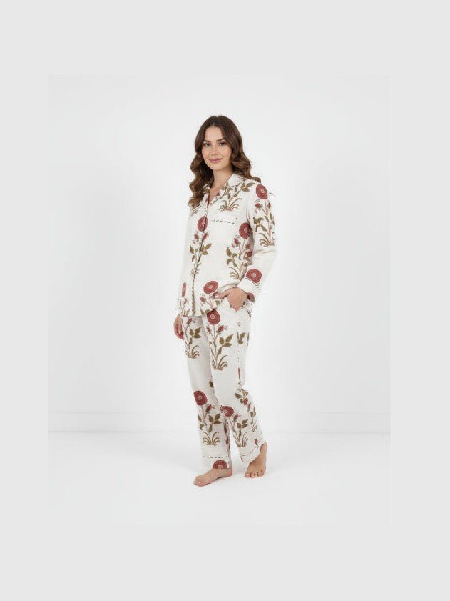 PJ Set - Long Sleeve Long Pant in RedCal - Courbe et Compagnie
