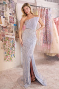 Pleated Fan Bodice Fitted Pearl Gown - Courbe et Compagnie
