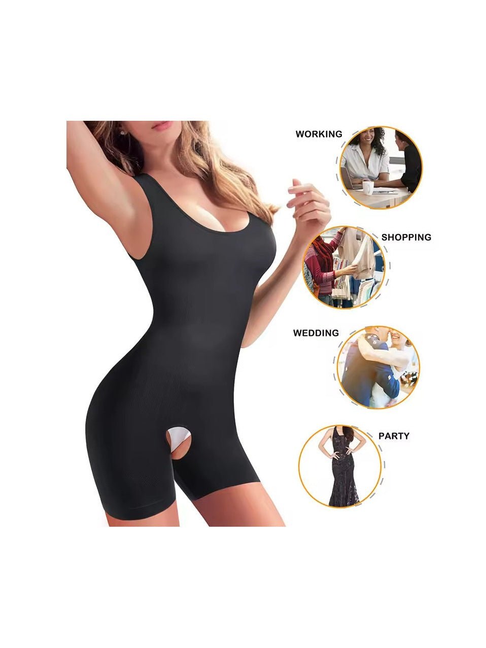 Plus Size Camisole Shapewear Bodysuit – Tummy Control Butt Lift Breast Support Open-Crotch Body Shaper for Women - Courbe et Compagnie