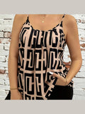Plus Size Elegant Contrast Printed Suspender Tops - Courbe et Compagnie