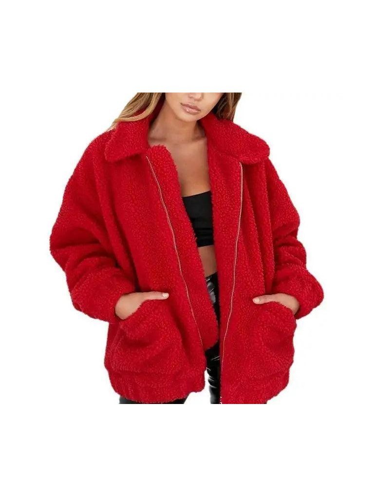 Plus Size Faux Fur Teddy Coat – Cozy Zip-Up Plush Jacket in 9 Colors - Courbe et Compagnie