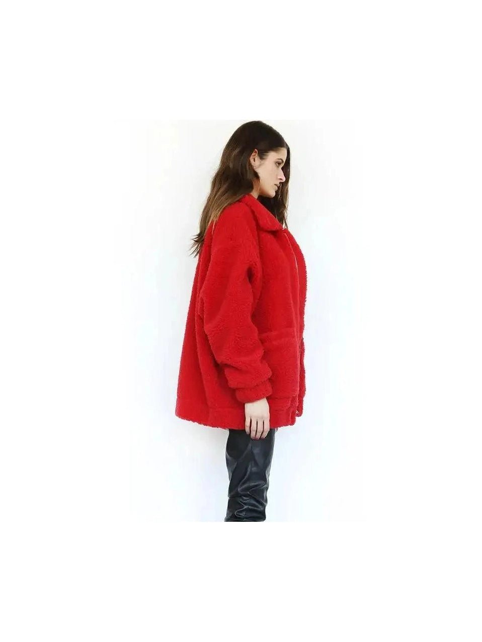 Plus Size Faux Fur Teddy Coat – Cozy Zip-Up Plush Jacket in 9 Colors - Courbe et Compagnie