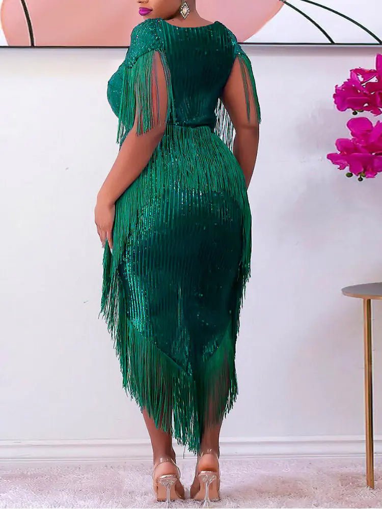 Plus Size Long Dress with Sequins for Women - Courbe et Compagnie