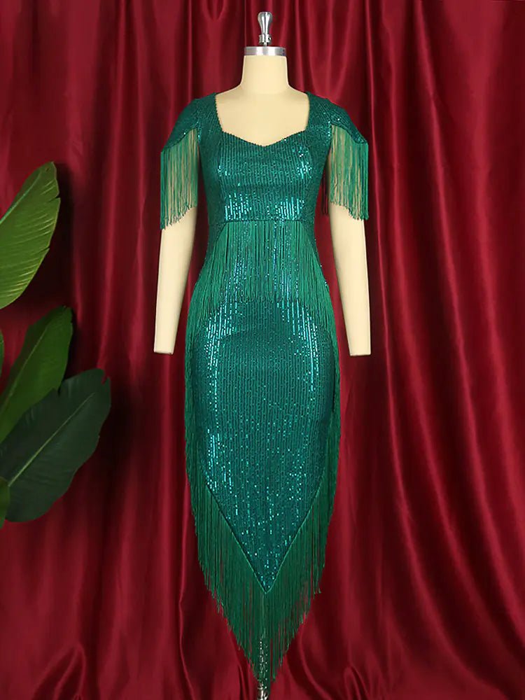 Plus Size Long Dress with Sequins for Women - Courbe et Compagnie