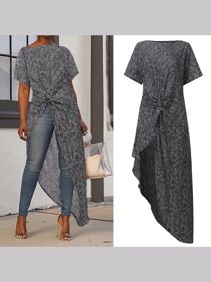 Plus Size Office Tunic Blouse - Courbe et Compagnie