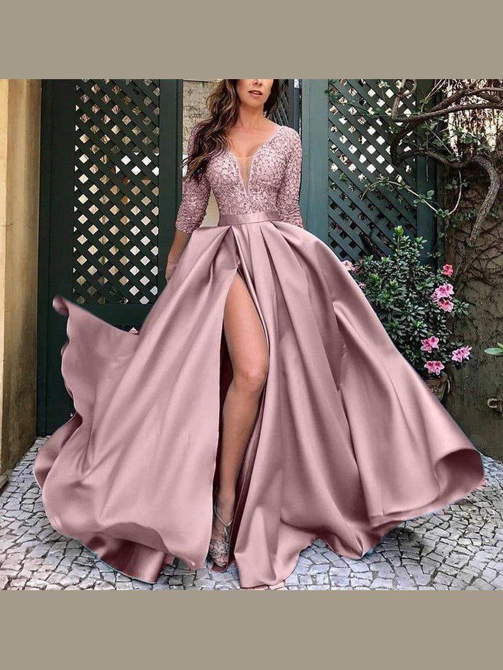 Plus Size Women Bronzing Large Swing Sexy Dress Trailing Banquet Evening Dress - Courbe et Compagnie