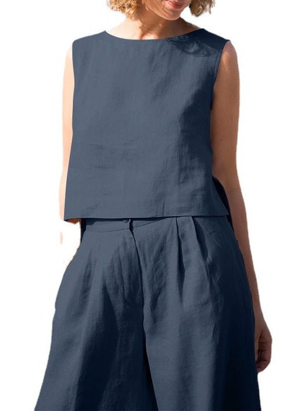 Plus Size Women's Solid Color National Style Retro Pants Suit - Courbe et Compagnie