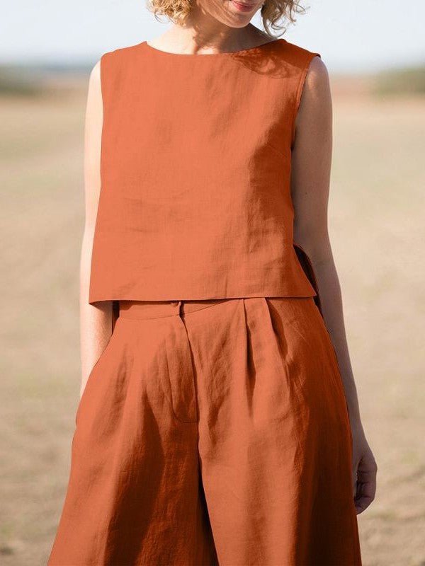 Plus Size Women's Solid Color National Style Retro Pants Suit - Courbe et Compagnie