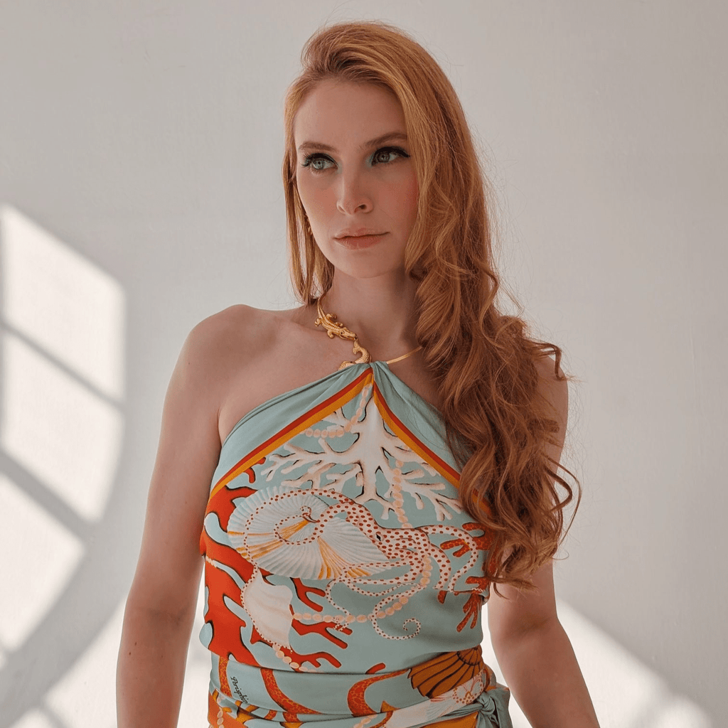 Prehistoric Seas Silk Scarf - Courbe et Compagnie