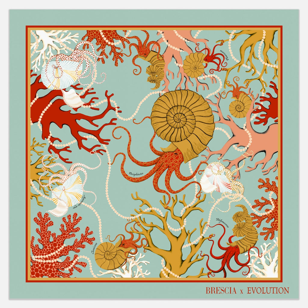 Prehistoric Seas Silk Scarf - Courbe et Compagnie