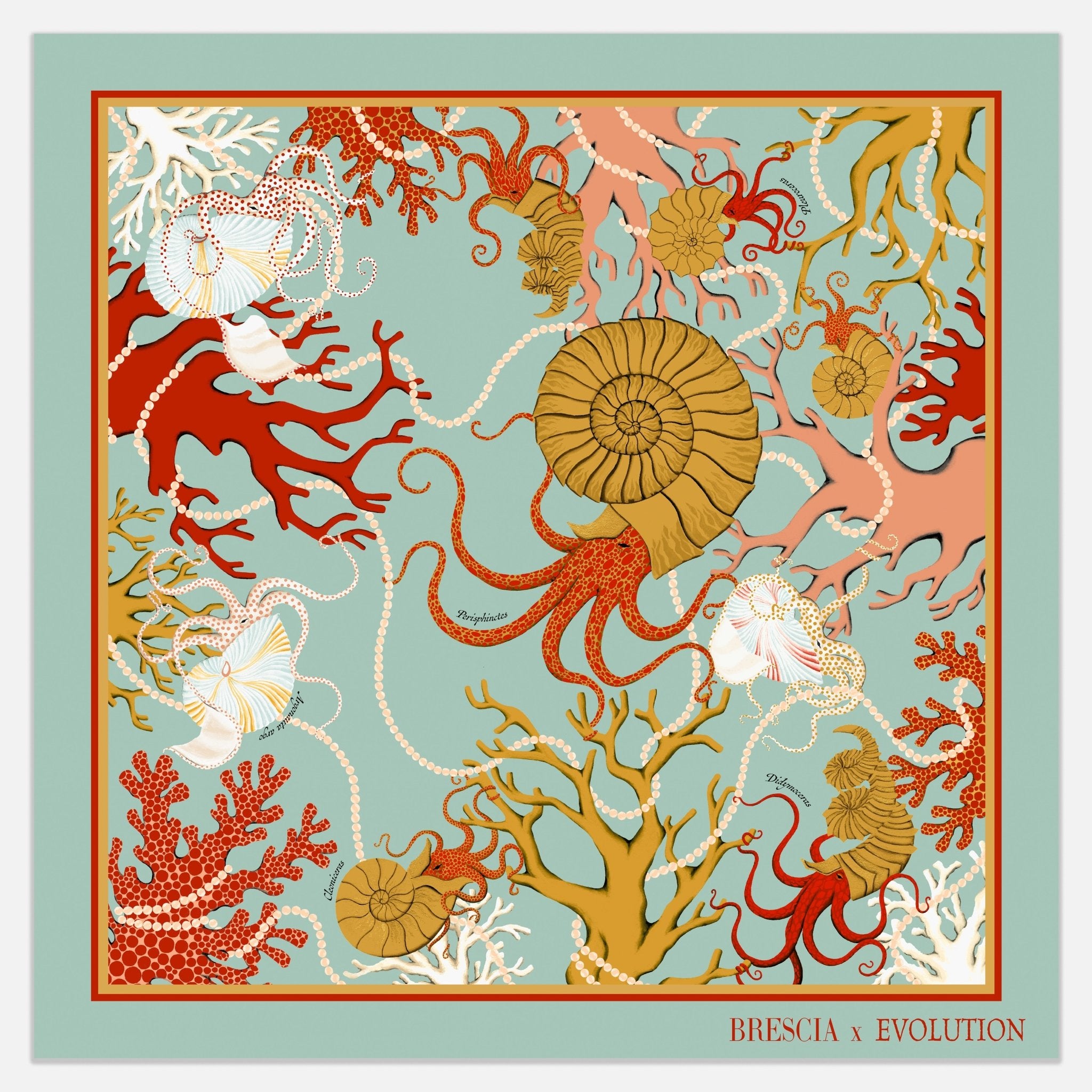 Prehistoric Seas Silk Scarf - Courbe et Compagnie