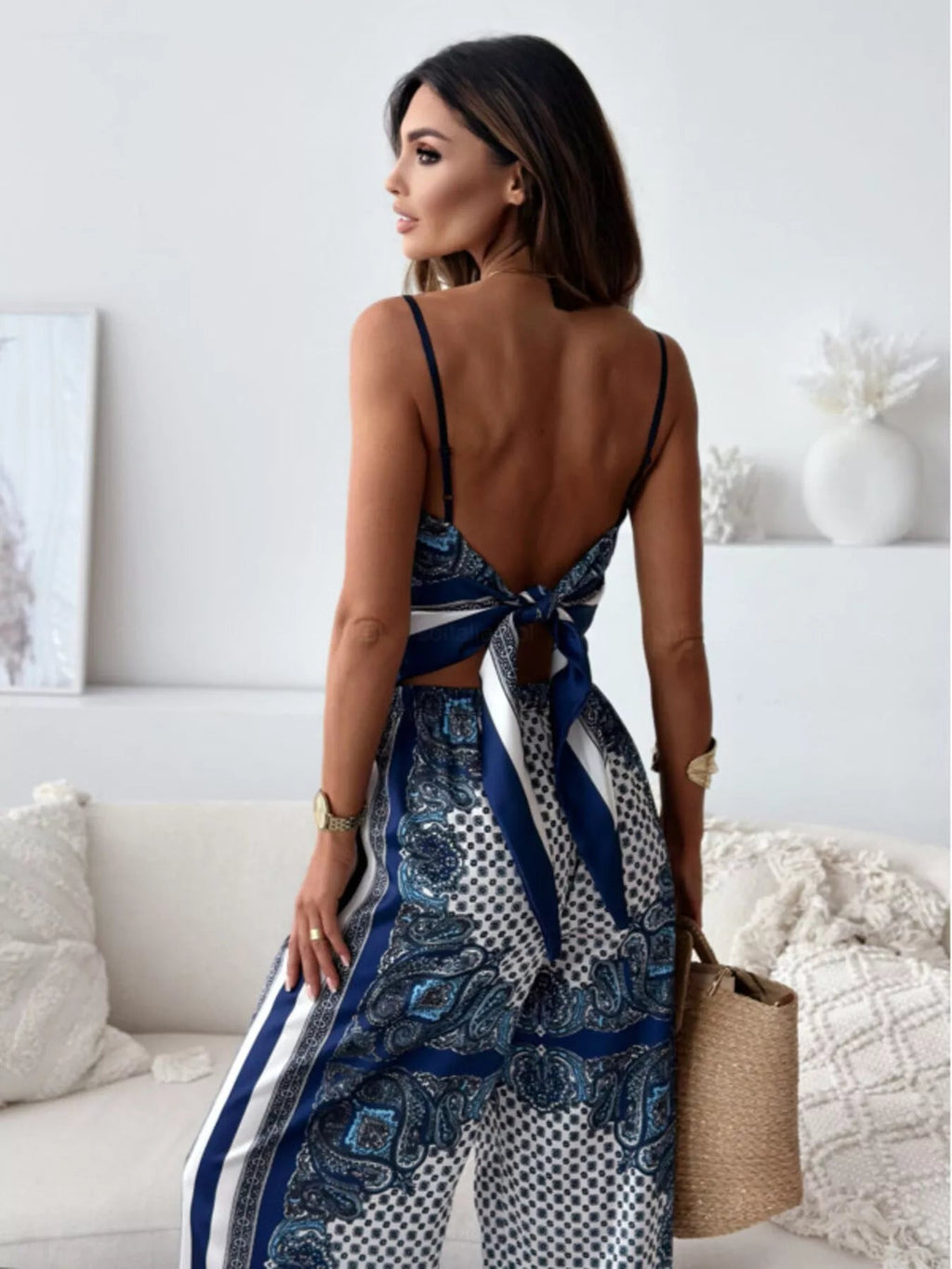 Printed Cami and Wide Leg Pants Set - Courbe et Compagnie