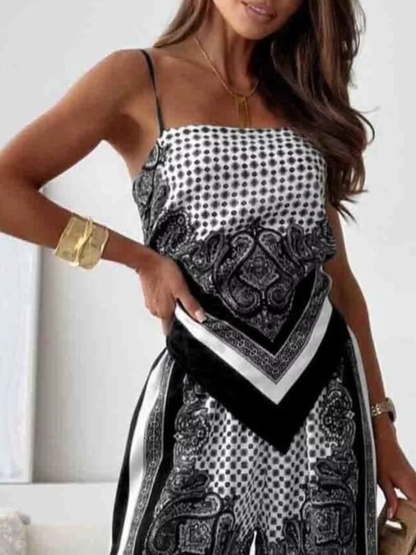Printed Cami and Wide Leg Pants Set - Courbe et Compagnie