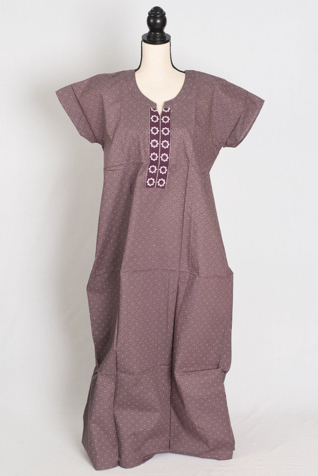 Printed English Purple Women Indian Cotton Nighty in Regular Size - Courbe et Compagnie