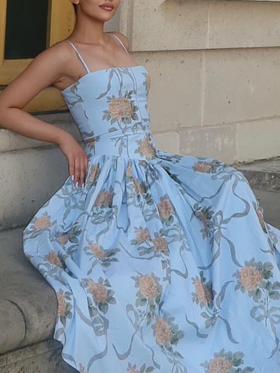 Printed Strapless Backless Maxi Dress – Fitted Long Dress - Courbe et Compagnie