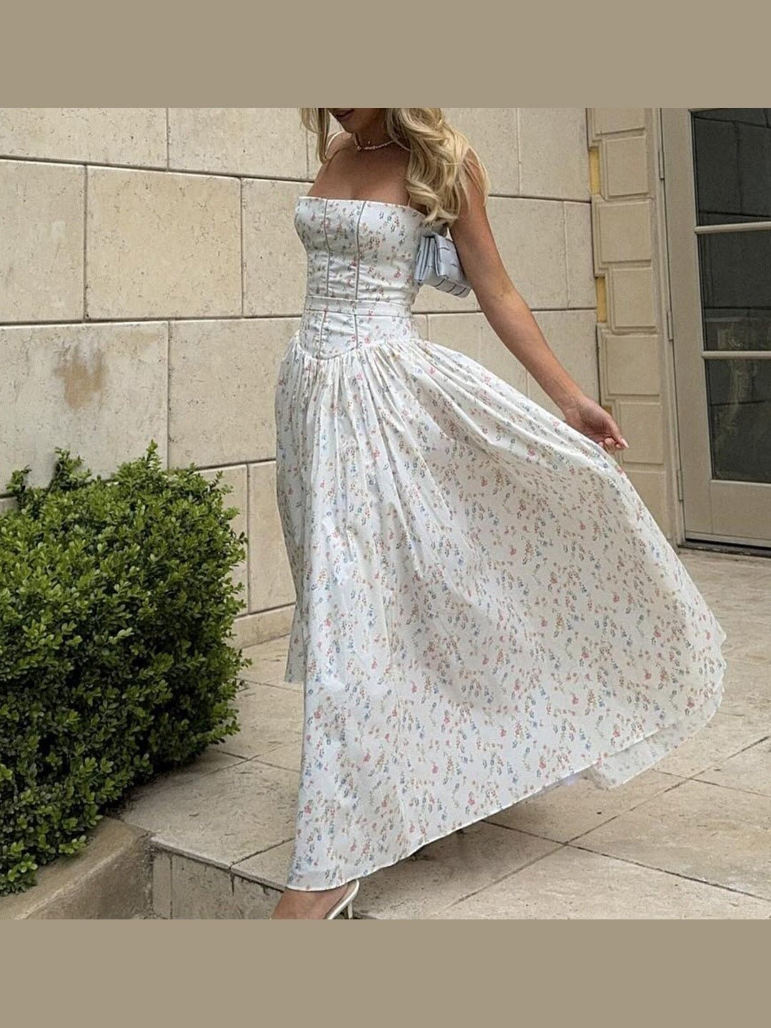 Printed Strapless Backless Maxi Dress – Fitted Long Dress - Courbe et Compagnie