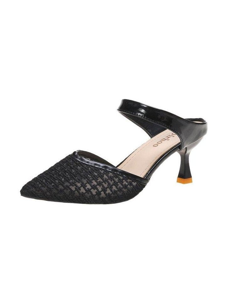 Queen Fashion PU Sandals Knit Women Transparent Sandals Pointed Toe High Heels Party Cross Women High Heel Sandals Transparent Pointed Toe Luxury Dress Outdoor Sandals - Courbe et Compagnie