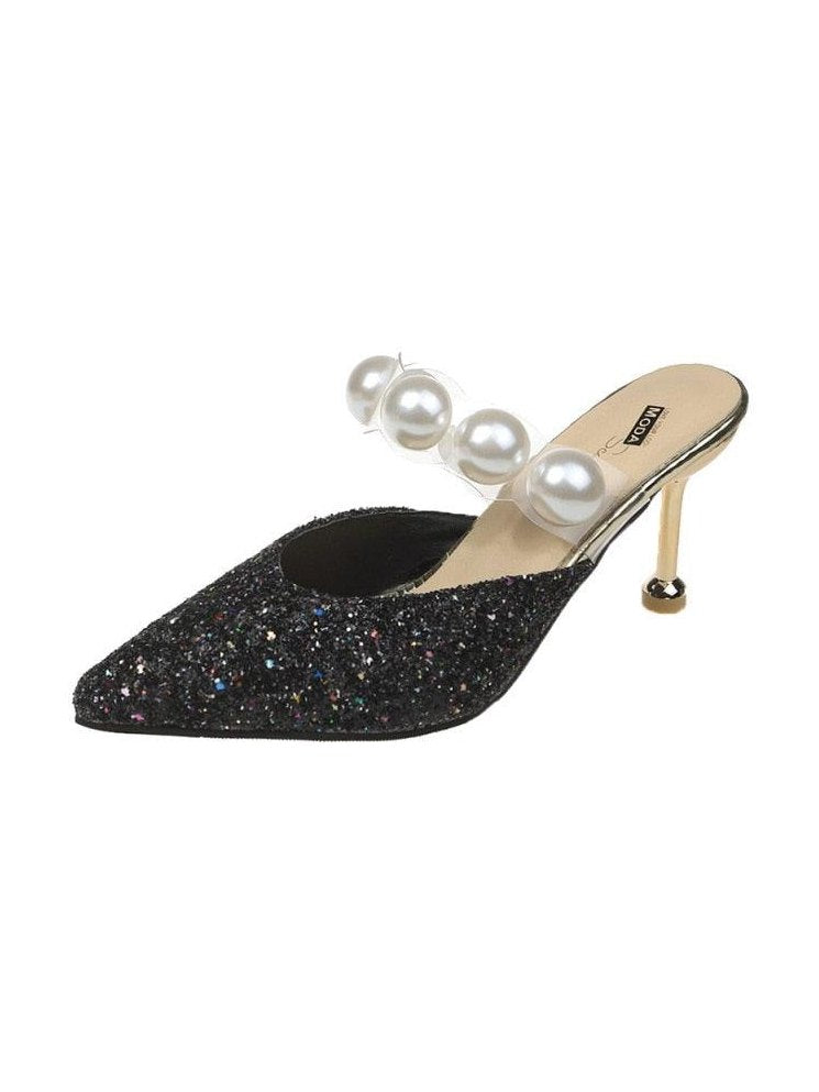 Queen Fashion PU Sandals Knit Women Transparent Sandals Pointed Toe High Heels Party Cross Women High Heel Sandals Transparent Pointed Toe Luxury Dress Outdoor Sandals - Courbe et Compagnie