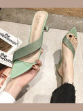 Queen Fashion PU Sandals Knit Women Transparent Sandals Pointed Toe High Heels Party Cross Women High Heel Sandals Transparent Pointed Toe Luxury Dress Outdoor Sandals - Courbe et Compagnie