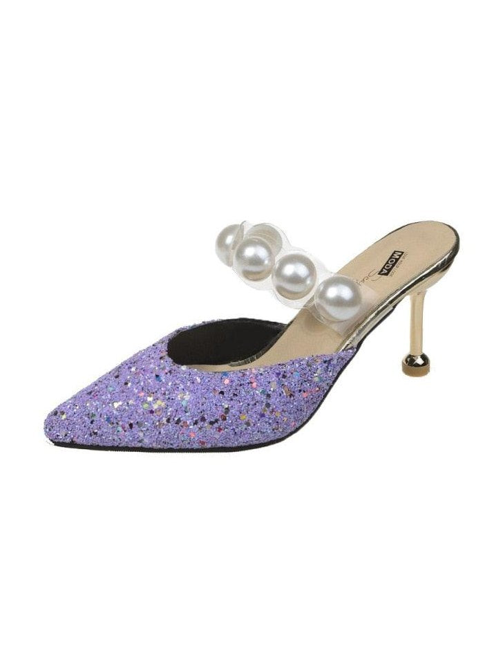 Queen Fashion PU Sandals Knit Women Transparent Sandals Pointed Toe High Heels Party Cross Women High Heel Sandals Transparent Pointed Toe Luxury Dress Outdoor Sandals - Courbe et Compagnie