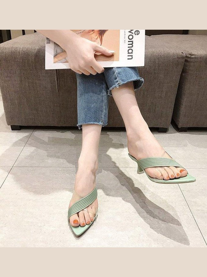 Queen Fashion PU Sandals Knit Women Transparent Sandals Pointed Toe High Heels Party Cross Women High Heel Sandals Transparent Pointed Toe Luxury Dress Outdoor Sandals - Courbe et Compagnie