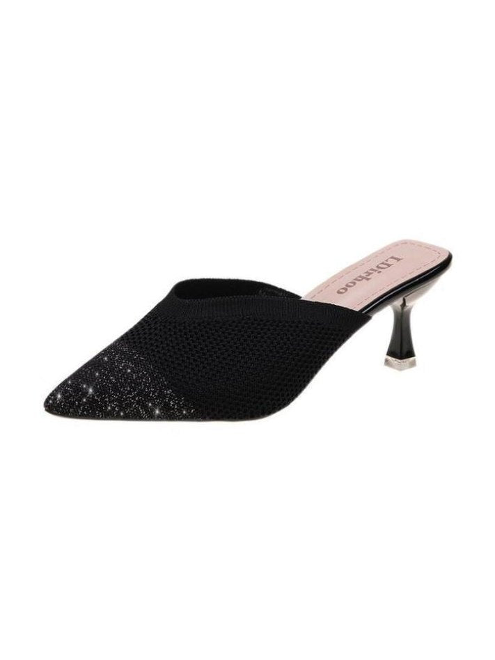 Queen Fashion PU Sandals Knit Women Transparent Sandals Pointed Toe High Heels Party Cross Women High Heel Sandals Transparent Pointed Toe Luxury Dress Outdoor Sandals - Courbe et Compagnie