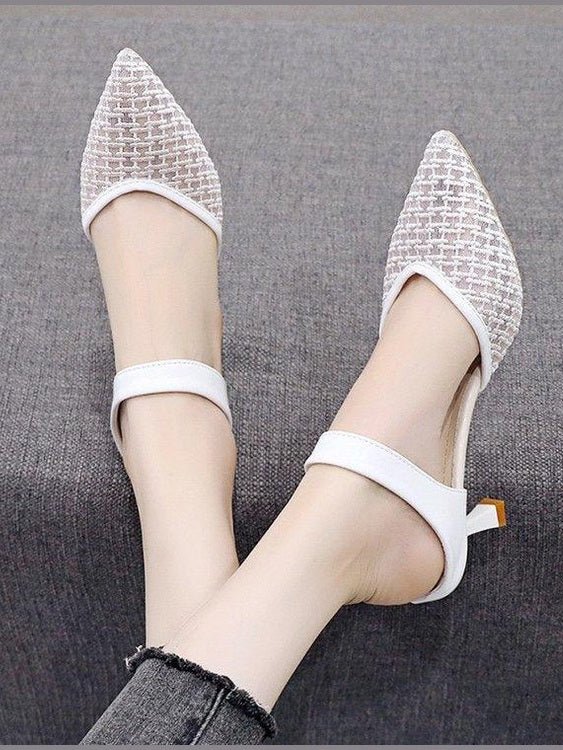 Queen Fashion PU Sandals Knit Women Transparent Sandals Pointed Toe High Heels Party Cross Women High Heel Sandals Transparent Pointed Toe Luxury Dress Outdoor Sandals - Courbe et Compagnie