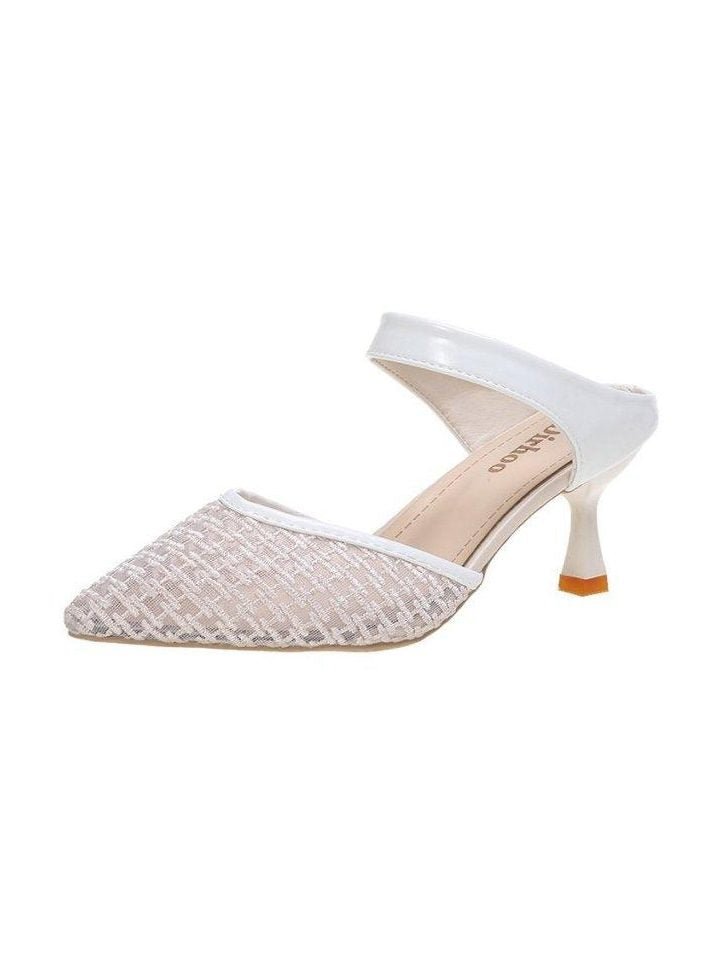 Queen Fashion PU Sandals Knit Women Transparent Sandals Pointed Toe High Heels Party Cross Women High Heel Sandals Transparent Pointed Toe Luxury Dress Outdoor Sandals - Courbe et Compagnie