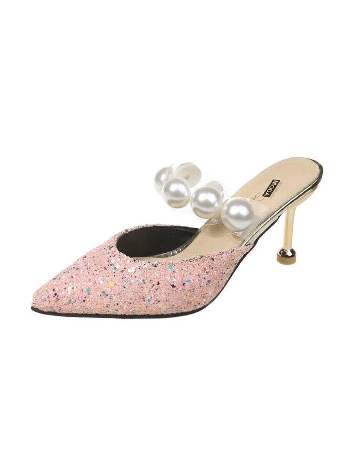 Queen Fashion PU Sandals Knit Women Transparent Sandals Pointed Toe High Heels Party Cross Women High Heel Sandals Transparent Pointed Toe Luxury Dress Outdoor Sandals - Courbe et Compagnie