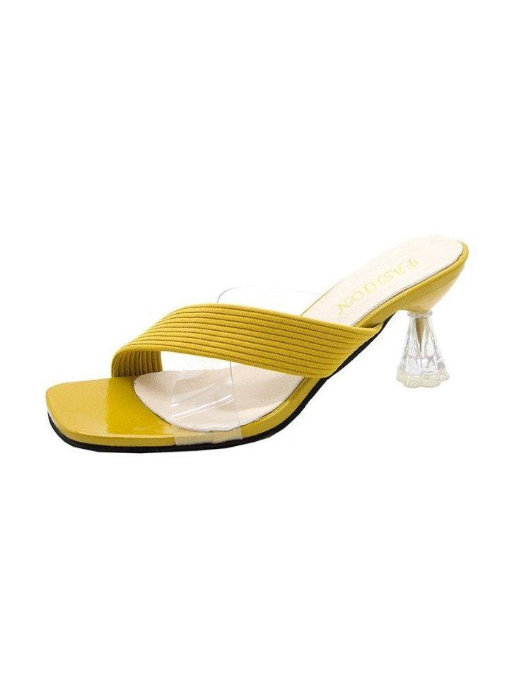 Queen Fashion PU Sandals Knit Women Transparent Sandals Pointed Toe High Heels Party Cross Women High Heel Sandals Transparent Pointed Toe Luxury Dress Outdoor Sandals - Courbe et Compagnie