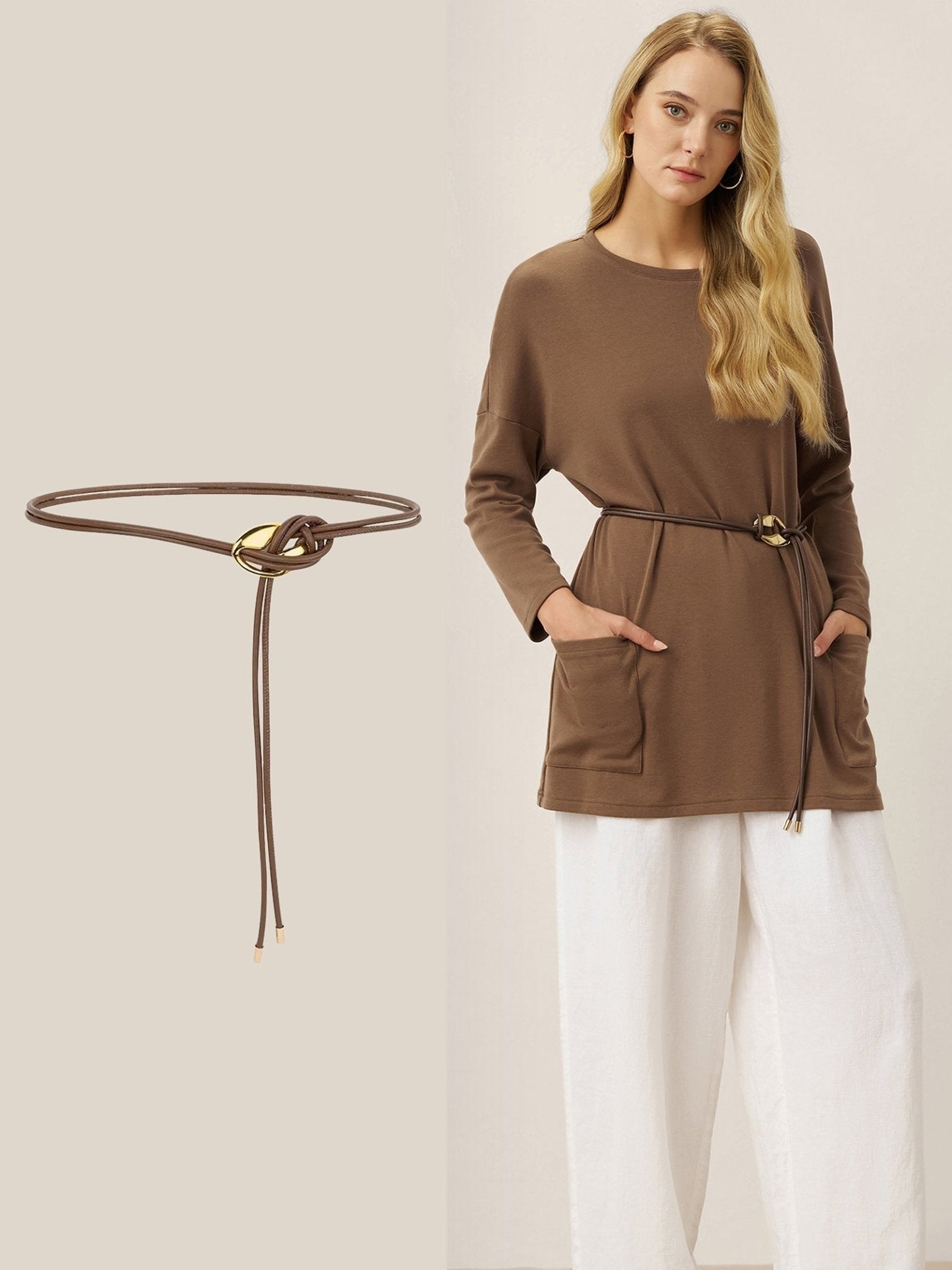 Recycled Leather Belt Versatile Styling Waist Accessory AURELIA - Courbe et Compagnie